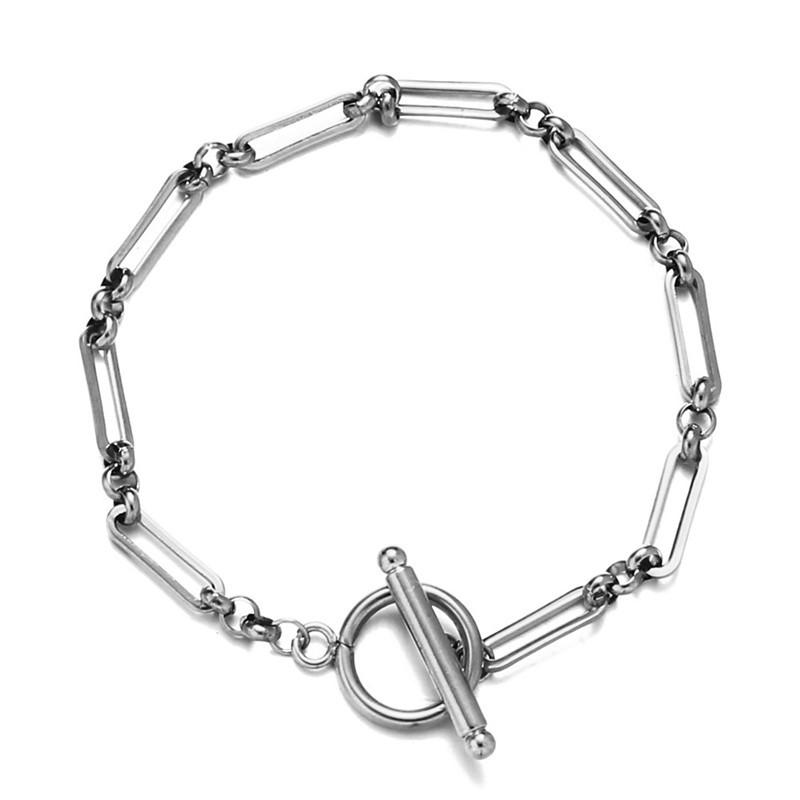 Trendy Cuban Link Chain Fine Bracelet Stainless Steel 14K Gold Plated Women's Jewelry Party