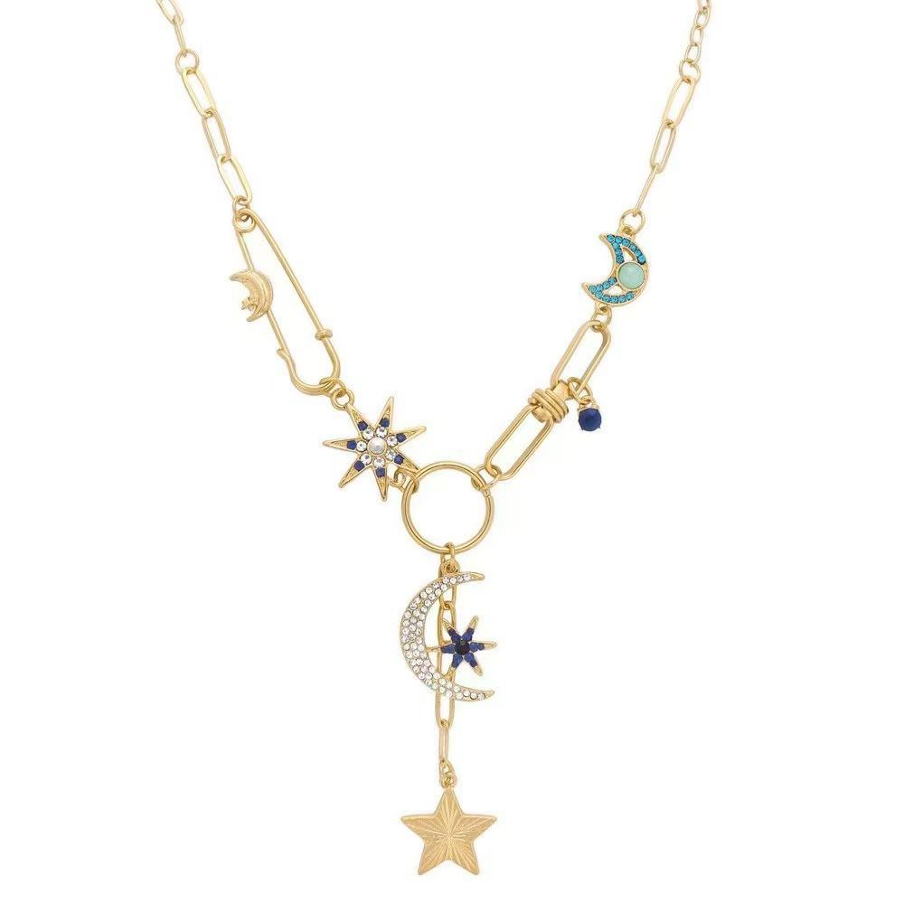 

Diamond-encrusted star moon multi-layer necklace light luxury versatile collarbone chain niche simple item decoration