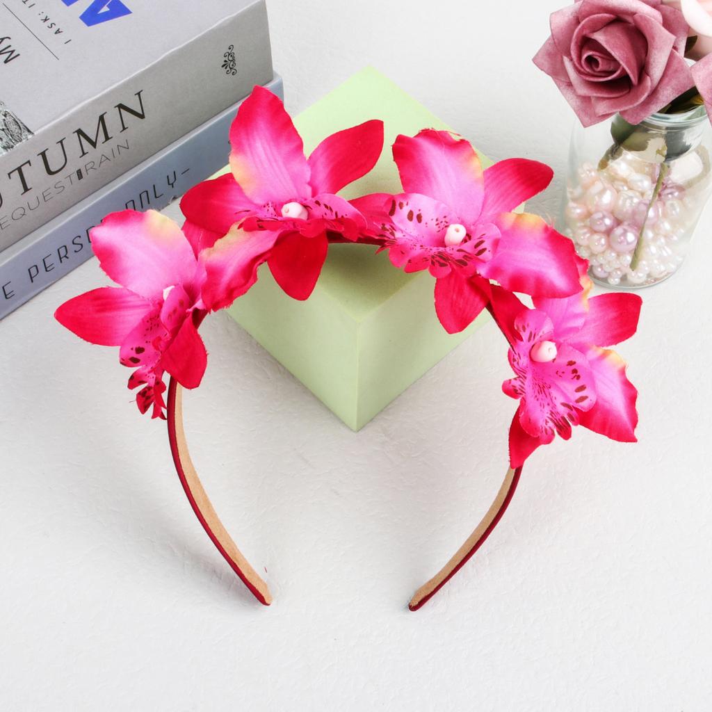 1PC Women Girls Flower Headbands Wedding Party Headdress Hair Accessories For Bridal Floral Satin Hairbands Headwear