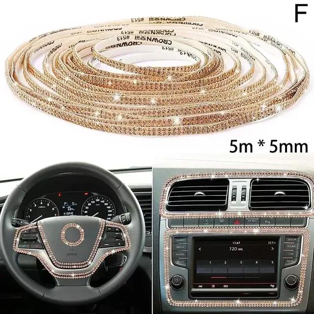 5m Car DIY Auto Decorative Stickers Crystal Diamond Car Decoration Accessories Double Rows Stickers Auto Interior Cover