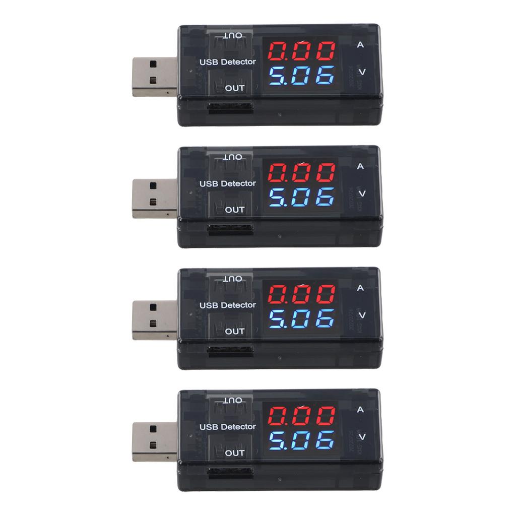 USB Current Voltage Meter 4 Pack with LCD Display for Real Time Monitoring of Voltage and Current for Chargers and Power Banks
