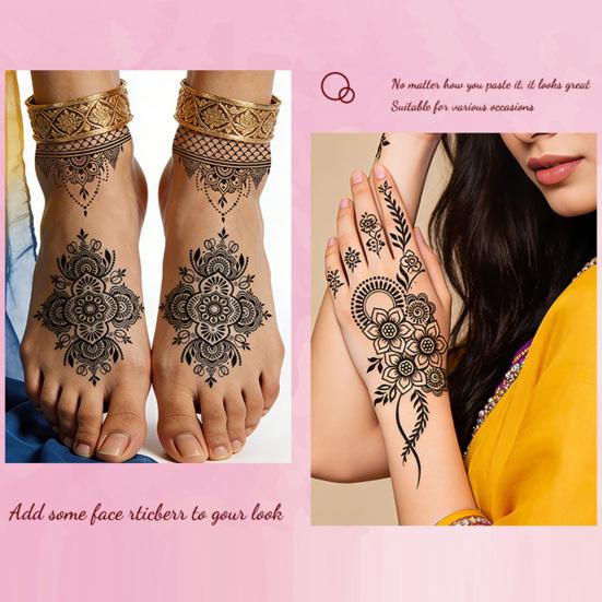 Temporary Tattoos Stickers Fake Body Arm Chest Shoulder Tattoos with Black Lace Flower