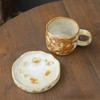 Japanese Ceramic Coffee Mug Saucer Vintage Stoneware Breakfast Oat Mug Creative Afternoon Camellia Flower Tea Cup Home Water Cup