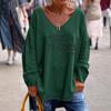European and American Amazon Unique Street Fashion Loose Casual Solid Color Letter Print V-neck Sweater for Women