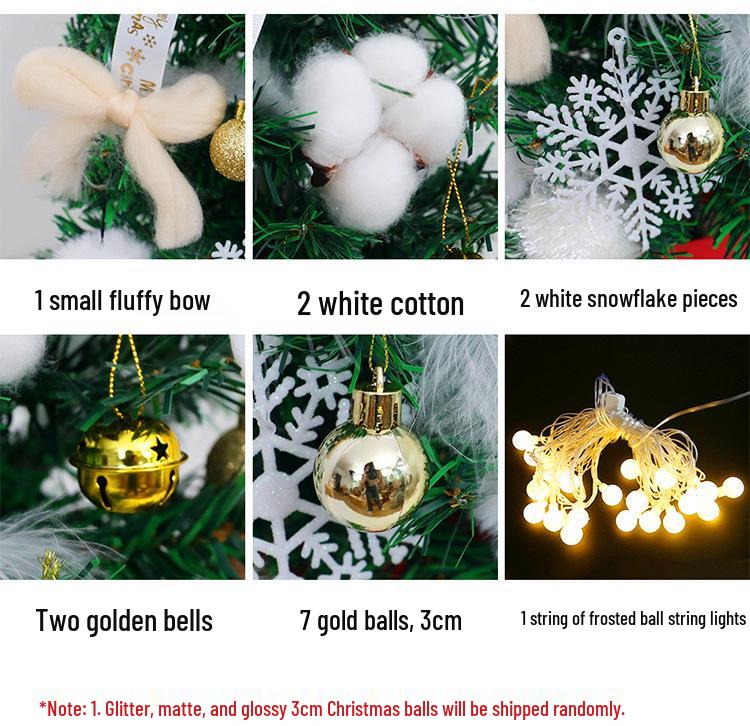 60cm Mini Christmas Tree with Lights & Desktop Ornaments