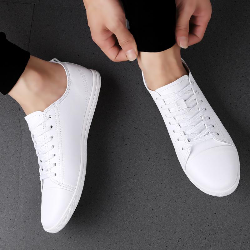 Fashion Classic Lace-Up Men Flats Sneakers New Genuine Leather Casual Shoes Men All-match Outdoor Walking Shoes Lightweight Skate Shoes