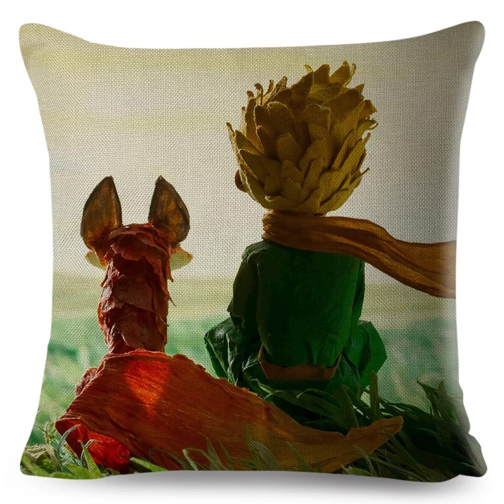 Little Prince Pillow Case Decor Cartoon France Anime Print Cushion Cover for Sofa Home Children Room Linen Throw Pillowcase