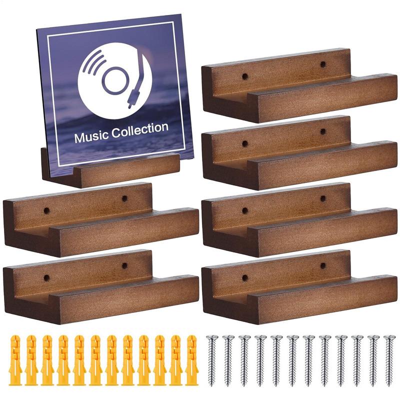 6 Pezzi Scaffale per Dischi in Vinile in Legno da Parete Piccolo Supporto da Parete per Dischi Decorazione Moderna per la Casa per Amanti della Musica