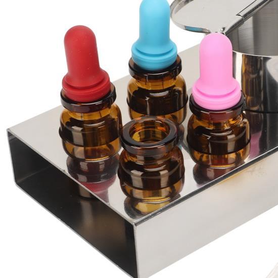 6pcs Dental Medicine Drop Bottle 10ml Amber Glass Tincture Dropper Bottles with Stainless Steel Holder 