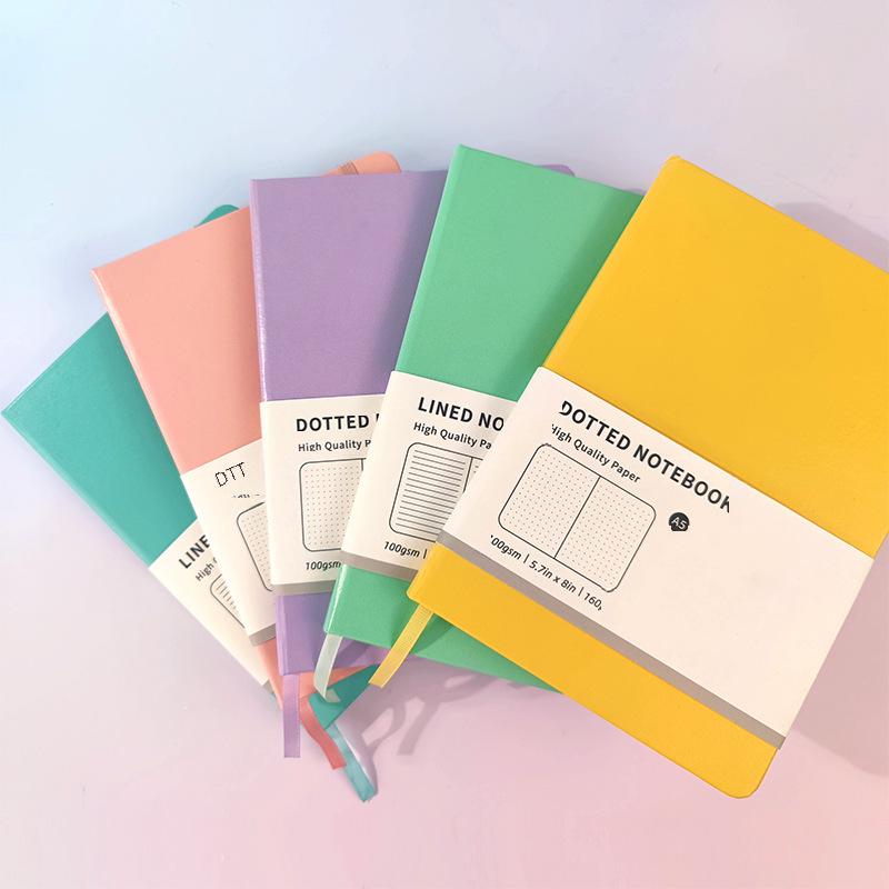 Macaron Color A5 Hardcover Business Notebook with Strap - Creative Dot Matrix Design