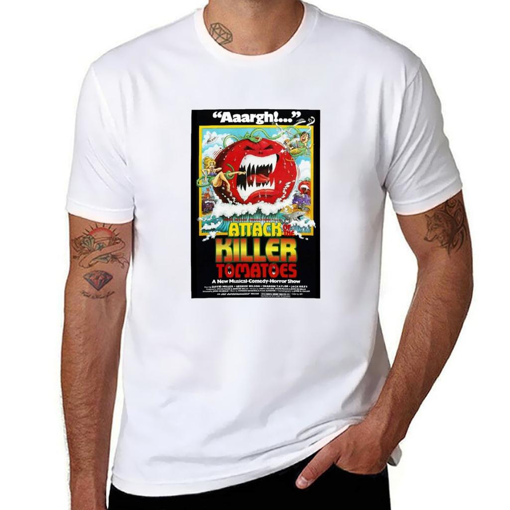 Attack of the Killer Tomatoes Filmplansch T-shirt sommartopp estetiska kläder vintagekläder herr långa t-shirts