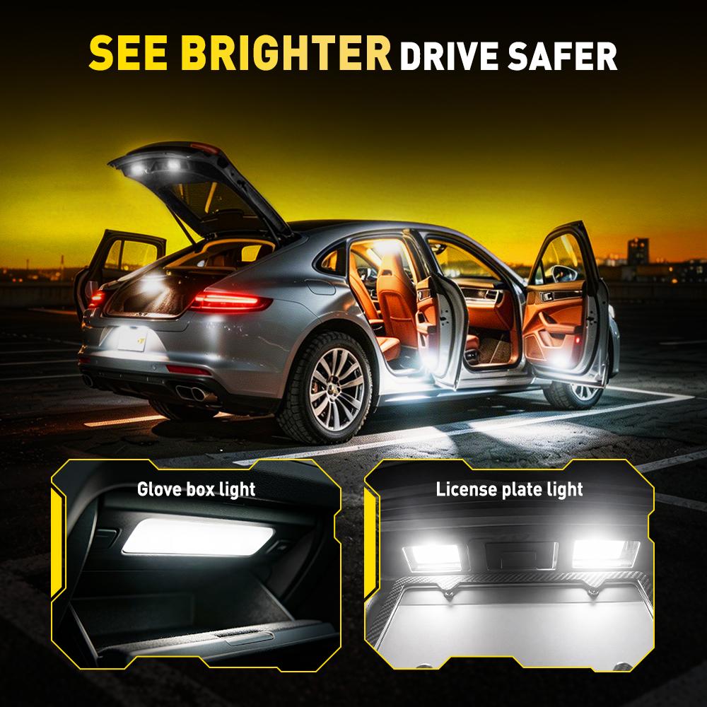 2Pcs AUXITO T4W LED Lamp BA9S LED Bulb 12V Canbus Error Free for Car Interior Dome Map Instrument Door Light Non-Polar Plug Play Bulbs 7