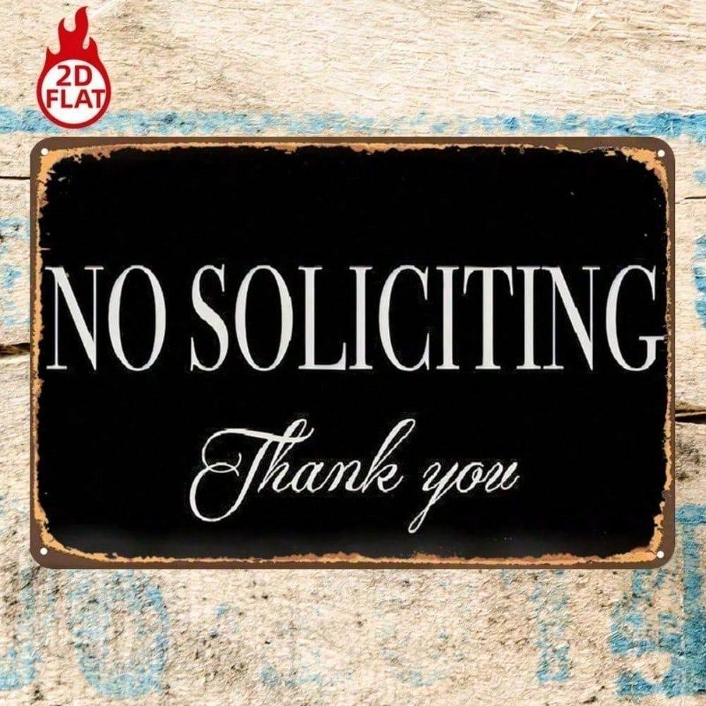 1pc No Soliciting Thank You Metal Sign 8x12 Vintage Iron Wall Art for Door Garage Bar Home Decor