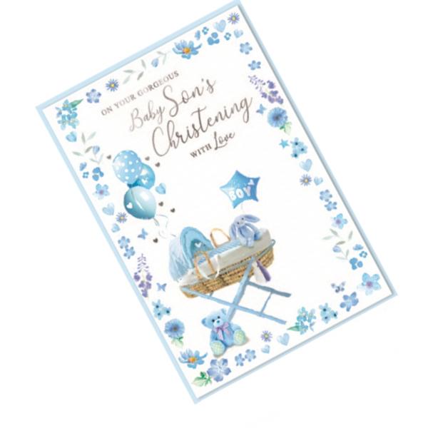 Simon Elvin On Your Gorgeous Baby Son´s Christening Greetings Card (Pack of 6)