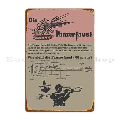 PanzerfaustII Wojna ŚwiatowaMetalowyZnak Panzerfaust NiemieckiII Wojna ŚwiatowaInfografikaSchematy Metalowy Znak - Spersonalizuj Dom Blaszany Plakat, Wystrój Kina