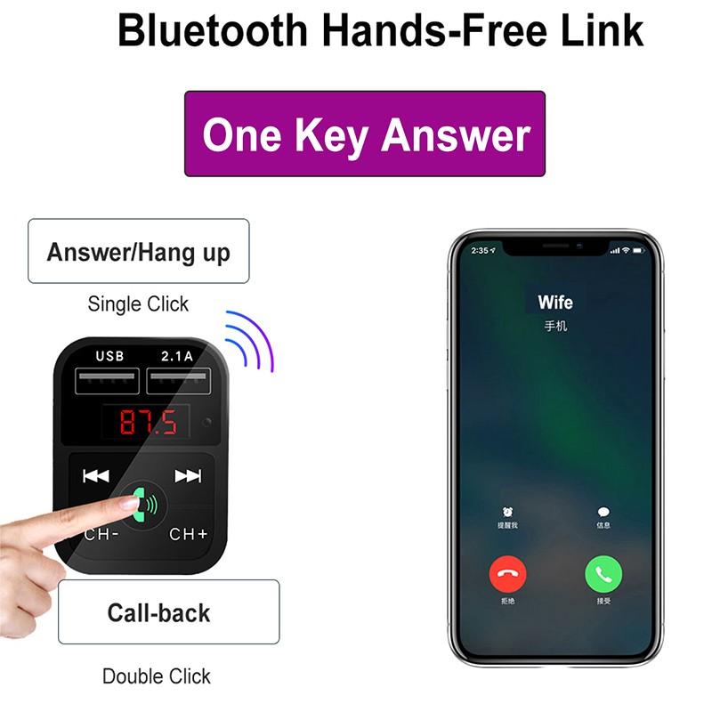 Auto Bluetooth 5.0 FM Sender Car Kit MP3 Modulator Player Drahtloser Freisprech-Audioempfänger 3.1A Dual USB Smart Schnellladegerät Autozubehör