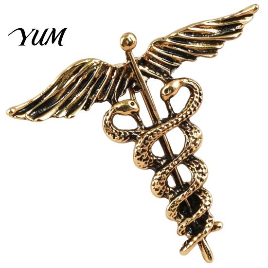 Sweater Brooch Pin Angel Wing Entwined Snake Brooch, Vintage Alloy Lapel Collar Pin, Metal Badge Men Women Jewelry Accessories for Suit Dress