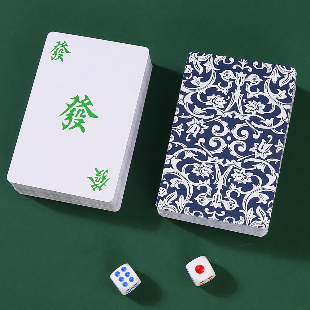 144 Cards Mahjong Set With 2 Dice Traditional Chinese Game Portable Travel Playing Cards For Family Party Home Gathering