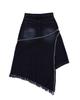 The Museum Visitor Diagonal Zipper Detailed Washed Denim Skirt (Black)