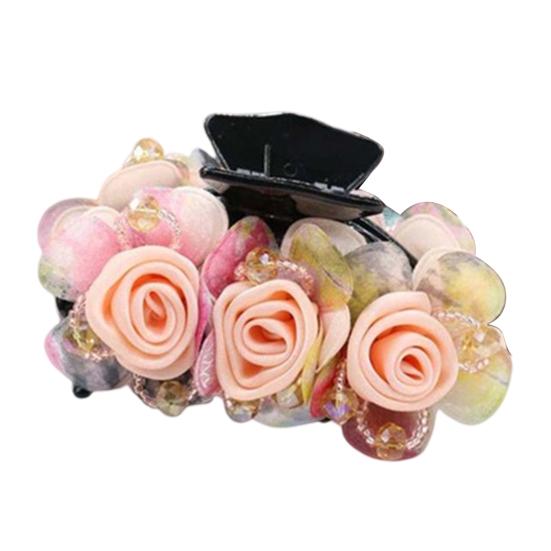 

Нескользящие скрещивающиеся зубы женские волосы коготь цветок бусины декор бант ванна инструмент для укладки волос коготь светло-розовый