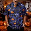 Men's Halloween Button Down Shirt Short Sleeve Casual Cardigan for Party
