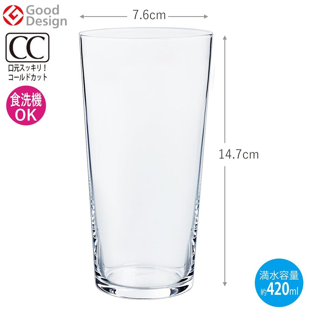 Toyo Sasaki Glass New Rioto 14 Tumbler 420ml Made in Japan Dishwasher Safe Good Design Award Glass Cup Beer Highball Sour Chuhai BT-20205-JAN