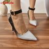 Fashion Aphixta 0.79Inch Belt Buckle Pumps Women Shoes Metal Button Gradient Color 3.940 inch Super High 10cm Stiletto Heels Big 53