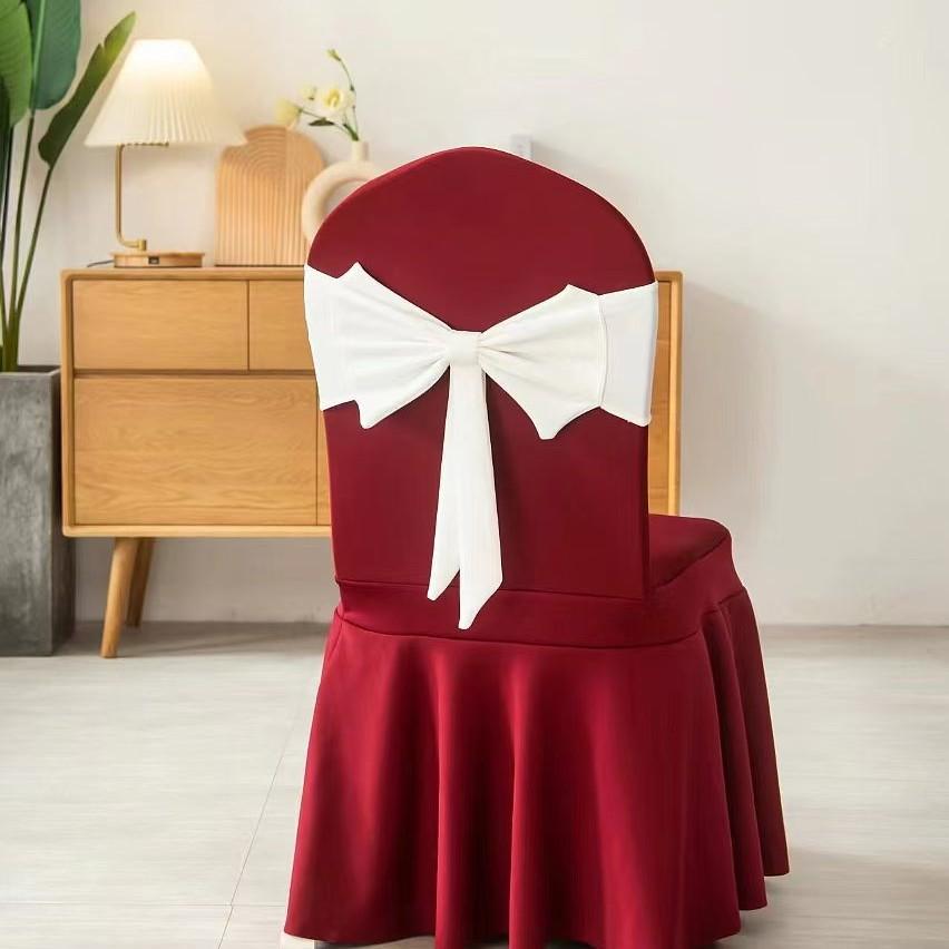 Christmas Chair Cover Bow New Sashes Elastic Bow Tie Chair Back Stretch Band Ribbons for Wedding Party Banquet Event Decoration