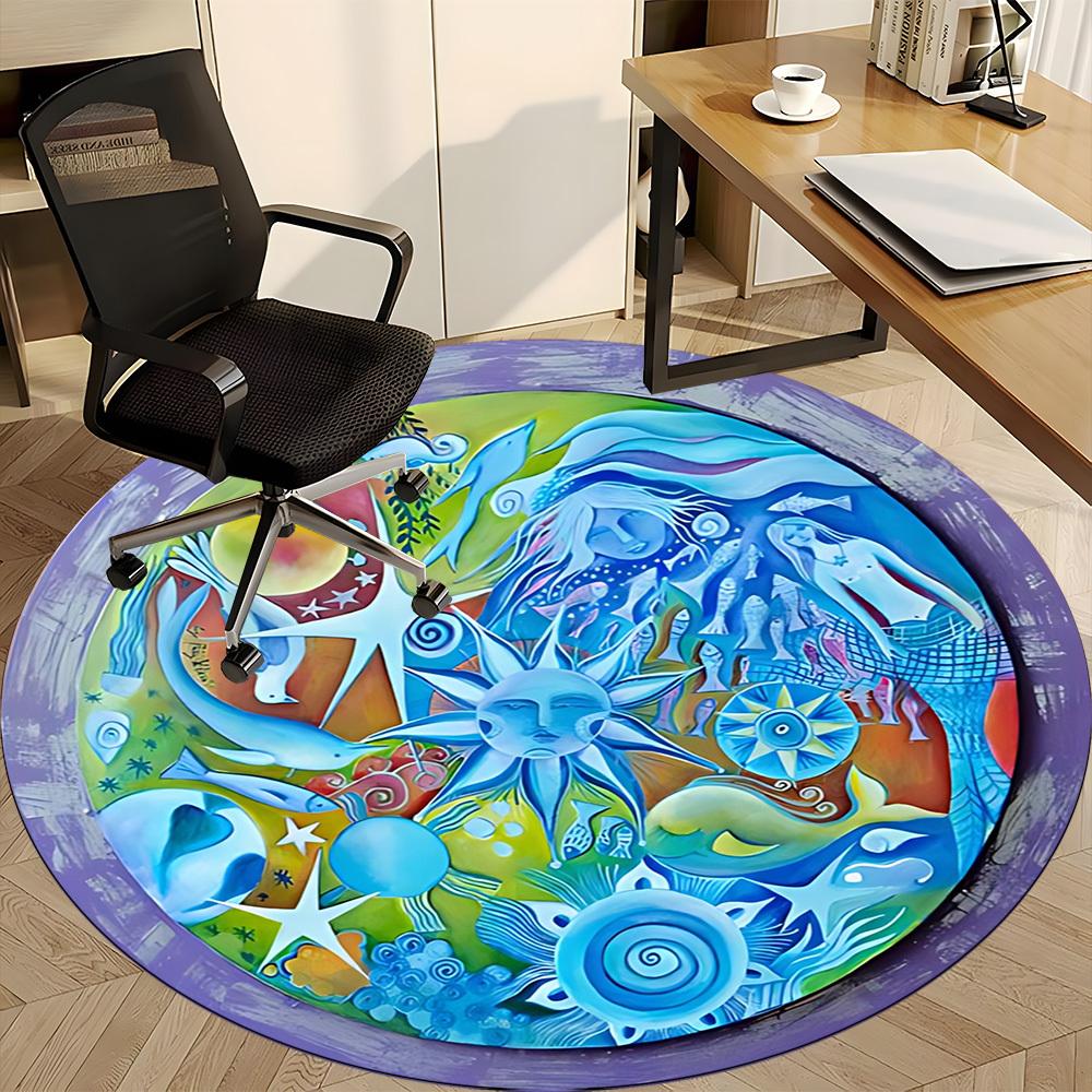 1pc Oceanic Fantasy Chair Carpet for Office,  Soft and Durable Office Rug for Interior Decoration, Perfect for Office yy251227099