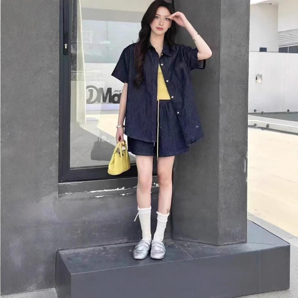 Γυναικείο Ρετρό Καλοκαίρι 2025 Μικρό Σετ Τριών Τεμαχίων Τζιν Σορτς - Στυλάτο, Μοντέρνο και Ελαφρύ