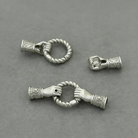 Sterling Silver S925 Handmade Retro Scroll Pattern Concentric Buckle Ring Connector Plain Silver