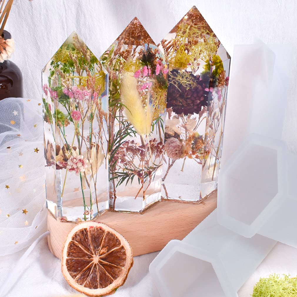 iSuperb Crystal Mineral Cone and Hexagon Crystal Candle Molds (3 Types) DIY Molds for Handmade Resin and Silicone Candles (Crystal)