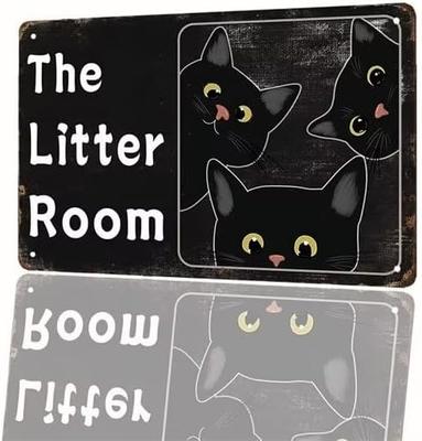The Litter Room Sign Funny Black Cat for Pet Parents Vintage Wall Decor Home Cafes Metal Poster Inch Tin Sign