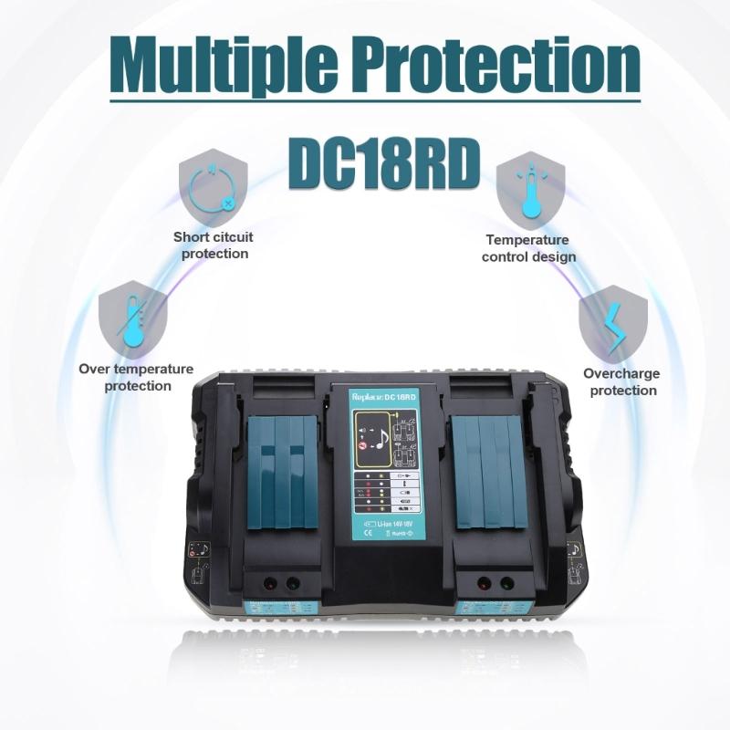 Dual Battery Charger 4A for 14.4V 18V BL1860 BL1840 BL1850 BL1845 DC18RA BL1415 BL1430 BL1830 DC18RC DC18RD