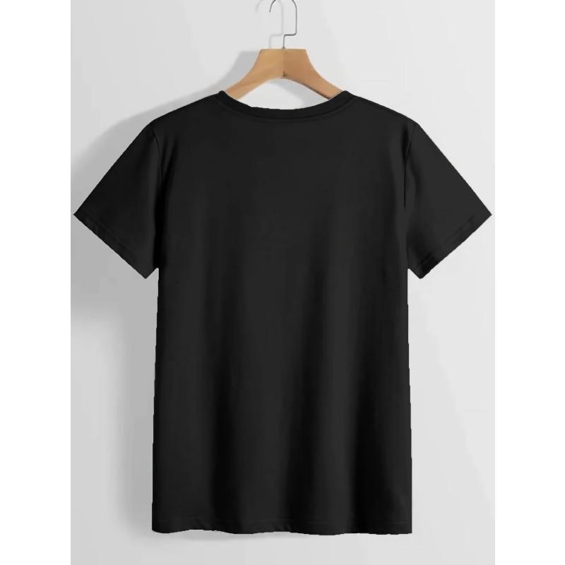 European Size Fashionable Letter Cartoon Print Women'S Round Neck Pure T-Shirt, Simple Design, Comfortable And Breathableer