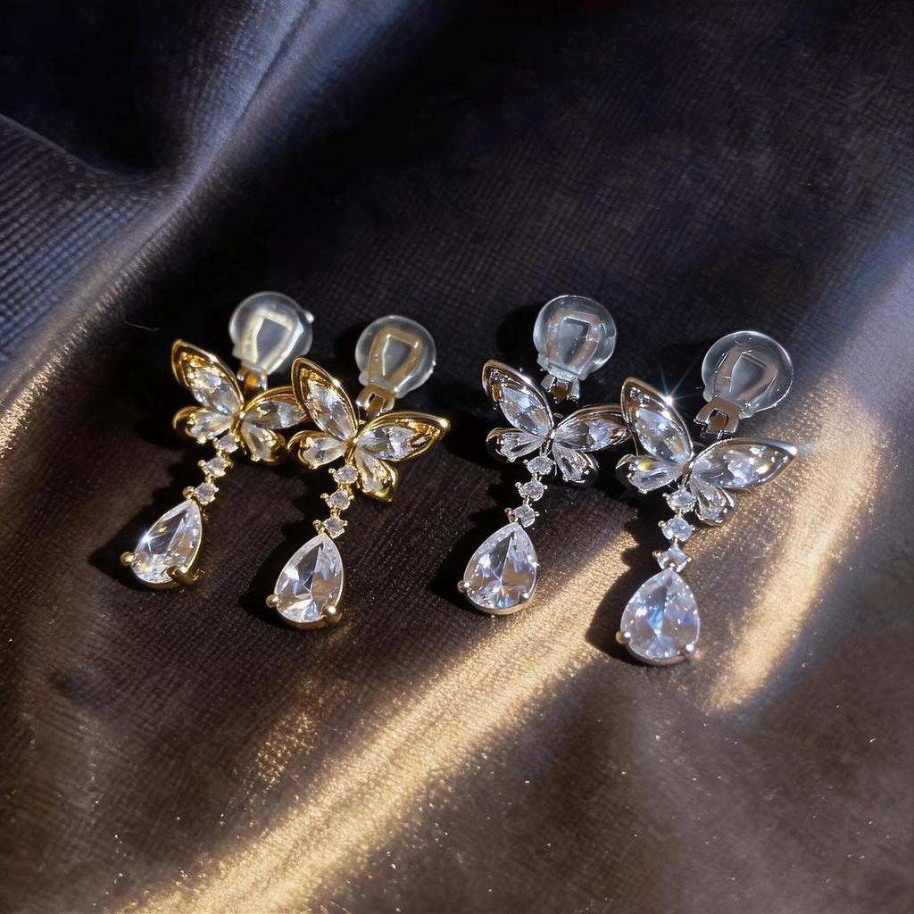 Zircon Bow Water Drop Pendant Earrings - Elegant, Personalized Design with a Luxurious Feel.