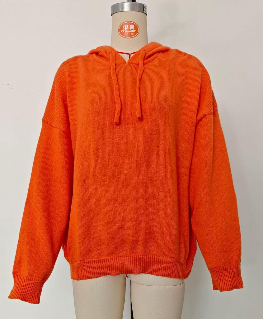 2026 European & American Women's Hooded Drawstring Long Sleeve Wool Knit Sweater