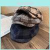 Klassische karierte Mischung Damen Newsboy-Kappe Mit Warmem Atmungsaktivem Stoff Für Herbst Winter Stil