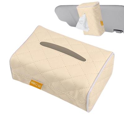 Tissue Box For Car Waterproof PU Leather Plaid Design Napkin Holder Decorative Kleenex Dispenser Creative Tissues Holder For Car