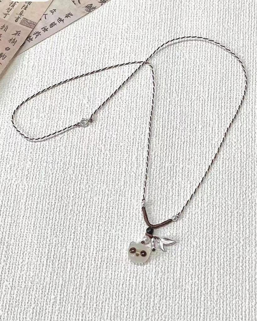 Chinesische Wolken- & Katzen-Jade-Halskette - Geflochtene Kette, Nischen-Frischer Stil