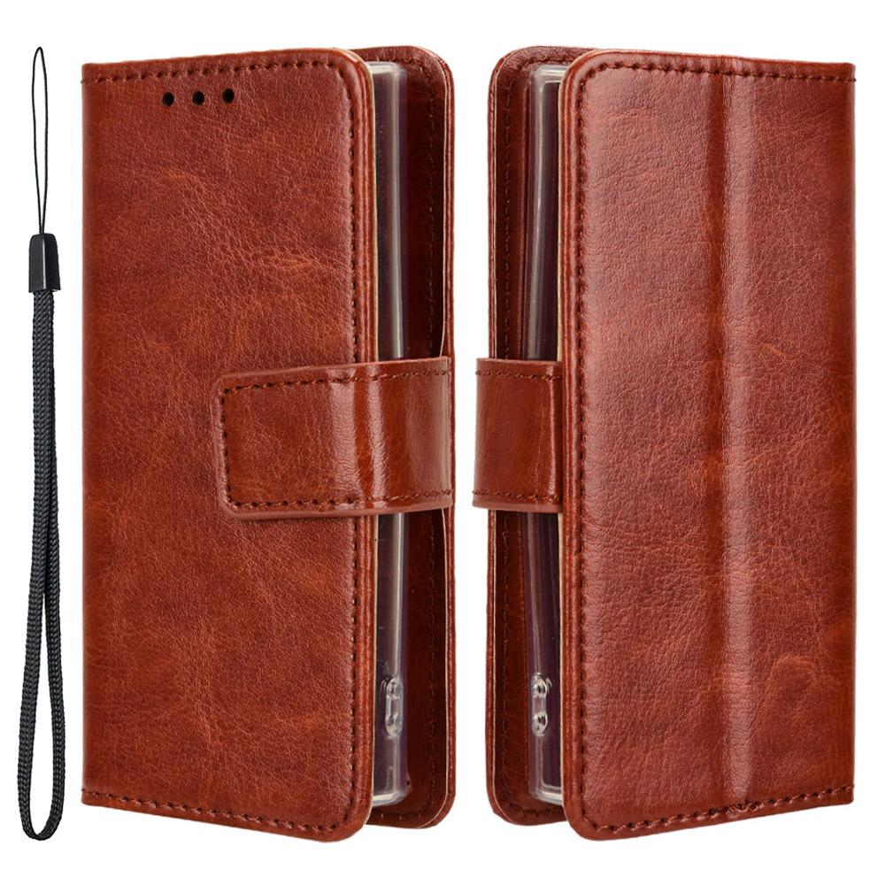 

Чохол для телефону Nokia 105 4G (2023) Чохол-гаманець з текстурою Crazy Horse з PU шкіри, протиударний, з підставкою Brown