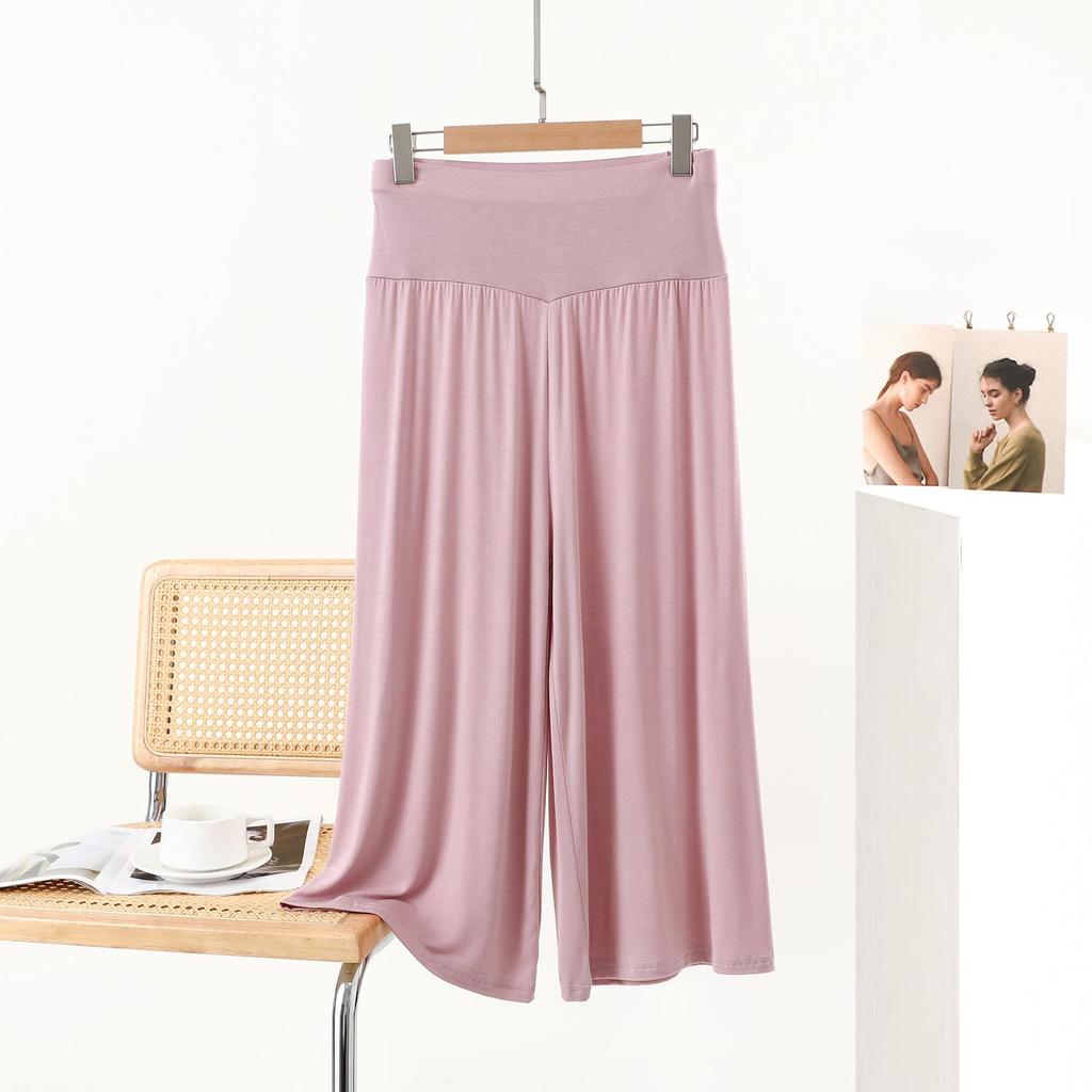 Summer Modal Plus-Size Loose Wide-Leg Cropped Pants - Korean Style High-Waist Casual Trousers