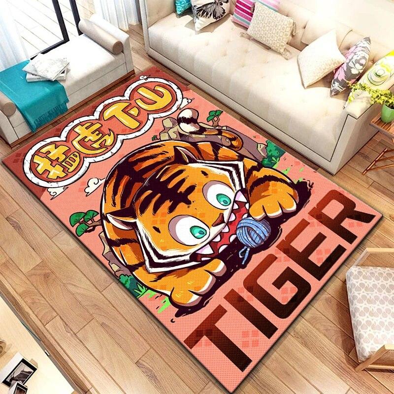 Zwölf chinesische Sternzeichen-Tiere malen Teppich für Wohnzimmer, großer Teppich, schwarzer weicher Teppich, Heimdekoration, Matten, Boho-Teppiche