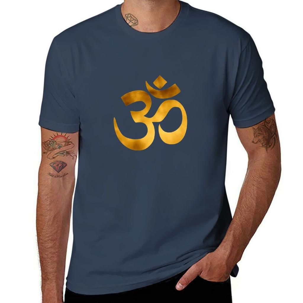 Gold foil om ohm traditional TShirt Work Wear Short Sleeve TShirt