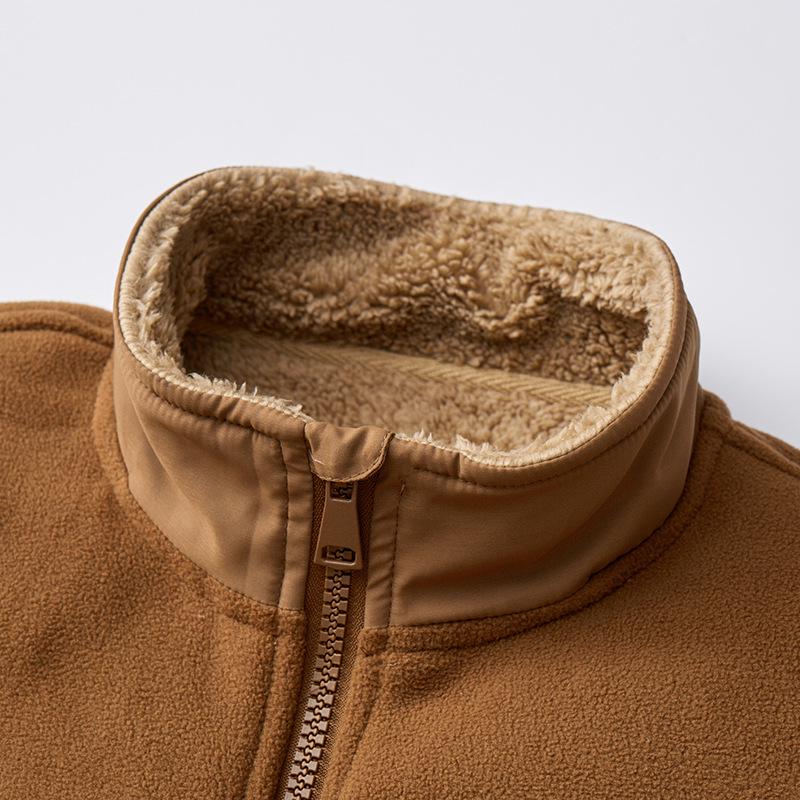 Men's Thickened Fleece Jacket with Stand Collar - Casual Autumn/Winter Outdoor Hoodie