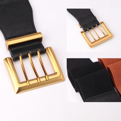 Belt European and American Elastic Wide Waist Seal Women's Elastic Knitted Decorative Dress Coat Belt Fashionable Pin Buckle