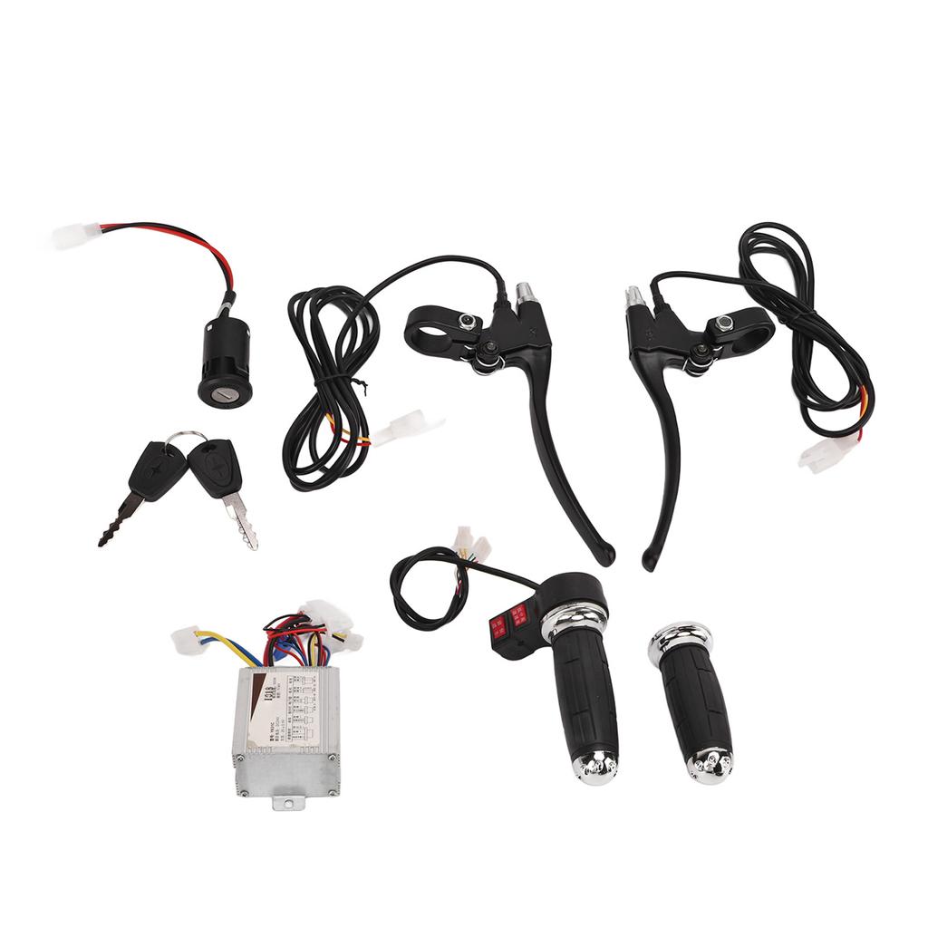 Electric Bike Controller Kit 24V 500W Brushed Controller 3 Speed Throttle Grip Brake Lever with Lock for Tricycle