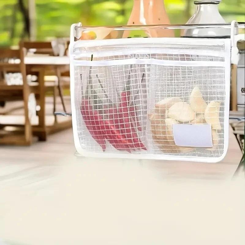 1pc Refrigerator Door Organizer, Fridge Hanging Mesh Bag For Kitchen Storage Bag, Household Sundries Sorting Bag