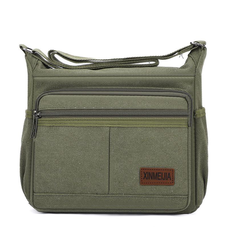 

Men s Shoulder Bag Large Capacity Business Canvas Bag Outgoing Crossbody Bag зелёный