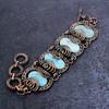 Republic Larimar Gemstone Handmade Copper Wire Wrap Bracelet 7-8" D0v12